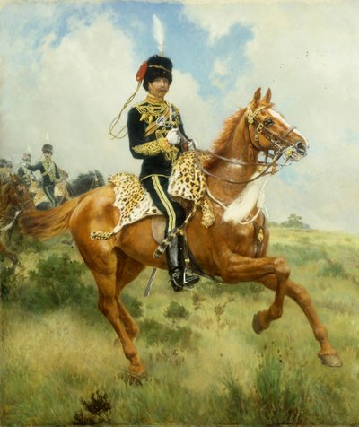 馬に乗ったサフォーク ヨーマンリーの A.G. ルーカス大佐の肖像 作： James Prinsep Beadle