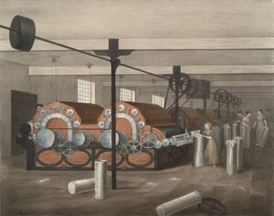 Carding、Progress of Cotton No. 4、パブ。 1840 作： James Richard Barfoot