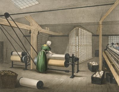 ワーピングとワインディング、コットンの進歩No. 8、パブ。 1840 作： James Richard Barfoot