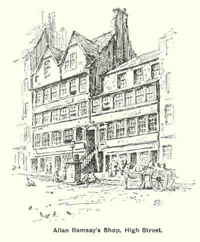 アラン・ラムゼイの店、ハイ・ストリート（リトグラフ版 作： James Riddel