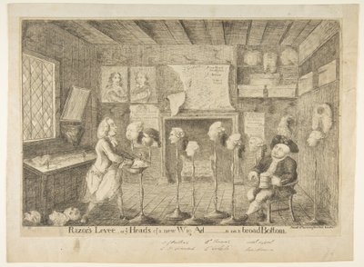 1783年4月21日、カミソリレヴェー、または新ウィッグ広告の牧師の首、ブロードボトム。 作： James Sayers