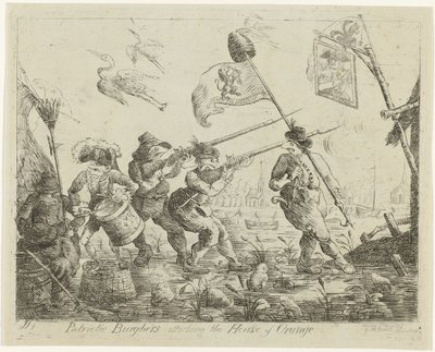 Spotprent op Goejanverwellesluis、1787 ハウス オブ オレンジを攻撃する愛国的な市民 (オブジェクトのタイトル) 作： James Sayers