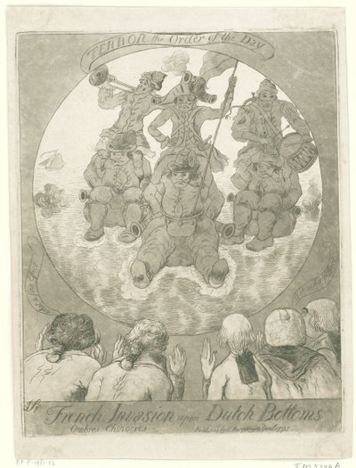 Spotprent op de France invasie、1795 ダッチボトムスに対するフランスの侵略。 Ombres Chinoises / Terror the Order of the Day (オブジェクトのタイトル) 作： James Sayers