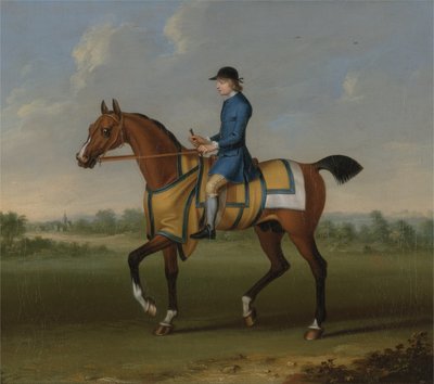 ジョッキーアップのベイ競走馬（キャンバスに油彩） 作： James Seymour