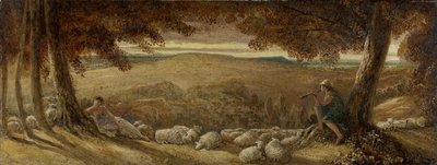 夕方の牧草地、1860〜70年頃 作： James Smetham