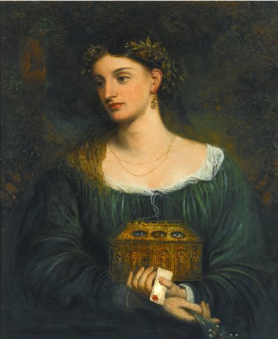 ラファエル前派の絵画 : パンドラ（パンドーラ） par Smetham, James (1821-1889), 約1865年。キャンバスに油彩、76,5x61cm個人コレクション 作： James Smetham