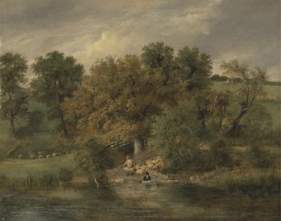ノーウィッチのポストウィックグローブでの羊の洗浄、1822年頃（パネルに油彩） 作： James Stark