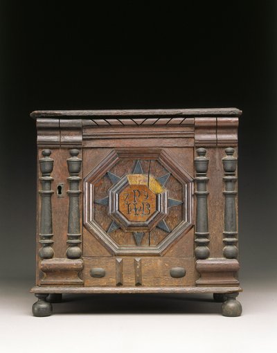 ジョセフとバトシェバ教皇は、1679年にマサチューセッツ州セーラムにある貴重品キャビネットを彫刻し、適用しました 作： James Symonds