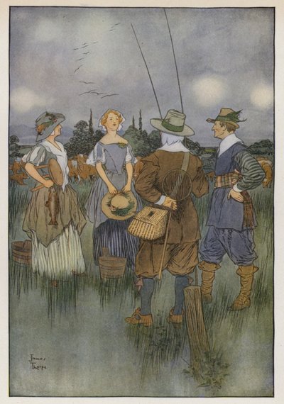 Izaak Walton による The Compleat Angler のイラスト 作： James Thorpe