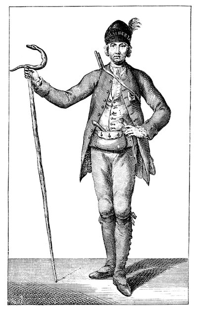 ジェームズボズウェル、武装したコルシカ島の首長の服を着たesq、1769年。 作： James Wale