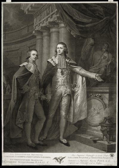 1797年にロシアの大公アレクサンドルパブロビッチとコンスタンティンパブロビッチの肖像 作： James Walker