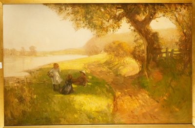 夏の日-ツイードのほとりの子供たち、1907年 作： James Wallace