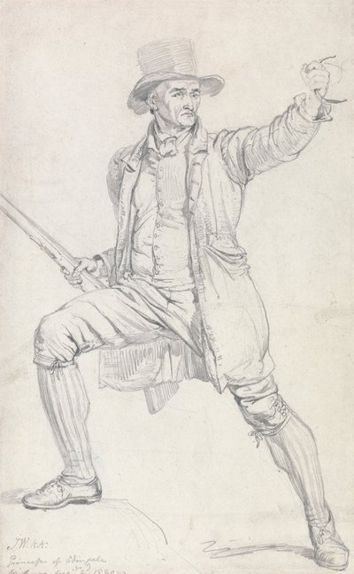 ウォードの絵画「鹿泥棒」の中心人物の習作 作： James Ward