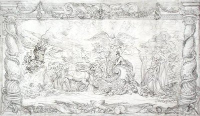 ワーテルローの寓意」のデザイン、1815-22年頃（紙にペンと黒インク） 作： James Ward