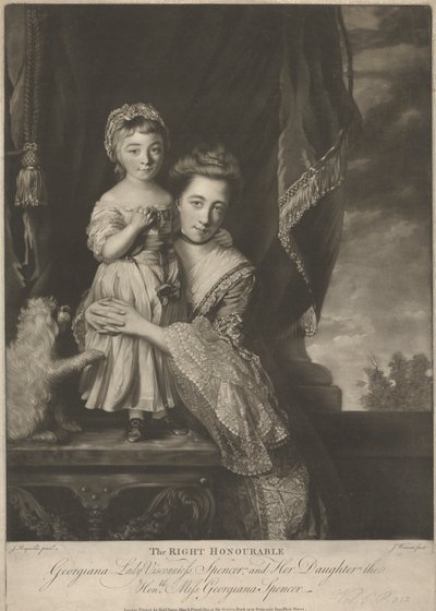 Margaret Georgiana Spencer, (nascida Poyntz), condessa Spencer, e sua filha, Georgiana Cavendish, (nascida Spencer), duquesa de Devonshire 作： James Watson