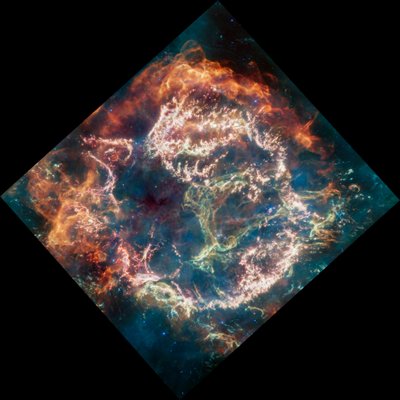 カシオペア座A（MIRI画像） 作： James Webb Space Telescope (NASA)