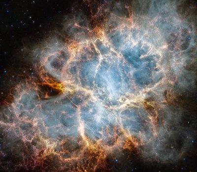 かに星雲（NIRCamとMIRIの画像） 作： James Webb Space Telescope (NASA)