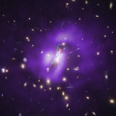 フェニックス星団（ハッブル、チャンドラ、VLA） 作： James Webb Space Telescope (NASA)
