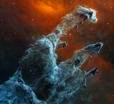 創造の柱 (Webb MIRI 画像) 作： James Webb Space Telescope (NASA)