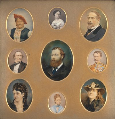 1880年代、オリジナルのパッセ・パートアウトによる9つのポートレート。 作： James William Bailey