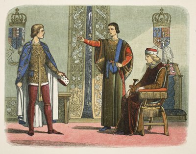 ヘンリー6世とヨーク公爵およびサマセット公爵、1450年9月、『A Chronicle of England』（紀元前55年から紀元後1485年）より。ロンドン 作： James William Edmund Doyle