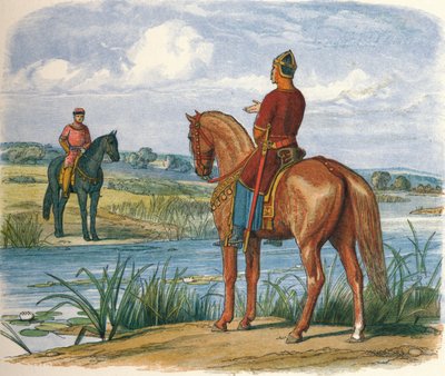 ヘンリーとスティーブンはテムズ川を渡って会う、1153 1864 作： James William Edmund Doyle