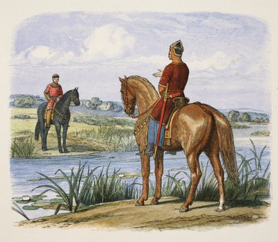 ヘンリーとスティーブンはテムズ川を渡って、イギリスの紀元前55年から西暦1485年までのパブで会議を行います。ロンドン、1863 作： James William Edmund Doyle