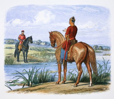 ヘンリー オブ アンジューとスティーブンがテムズ川を渡って協議、1153 年 1864 年 作： James William Edmund Doyle