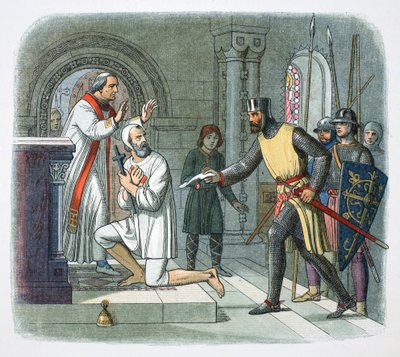 ユベール・ド・バーグがフランスのボワザールの聖域から連れ去られる（1232年 1864年 作： James William Edmund Doyle