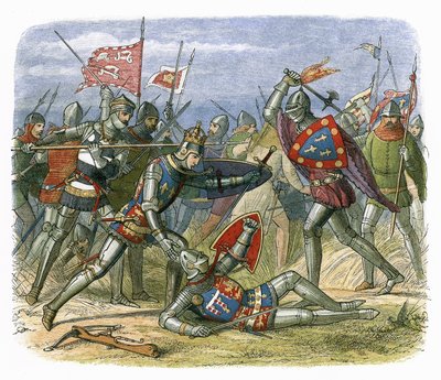 アジャンクールの戦いでアランコン公爵に攻撃されるヘンリー5世 作： James William Edmund Doyle