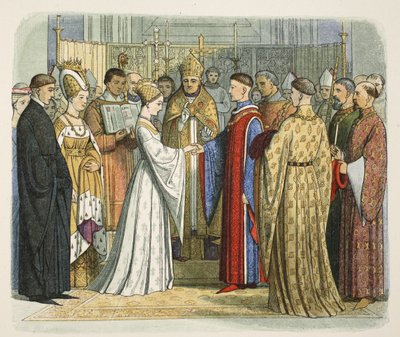 ヘンリー5世とフランスのキャサリンの結婚、1420年6月2日、AイングランドのクロニクルBC 55からAD 1485、パブ。ロンドン、1863 作： James William Edmund Doyle