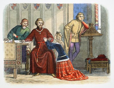 アン女王がサー・サイモン・ド・バーリーのためにグロスターとアランデルに取り次ぐ（1388年 1864年 作： James William Edmund Doyle