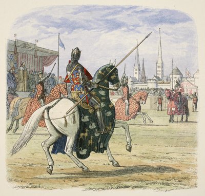 リチャード2世がヘレフォードとノーフォークの間の決闘を止めた、「A Chronicle of England BC 55 to AD 1485」より、パブ。ロンドン 作： James William Edmund Doyle