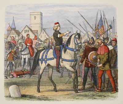 リチャード、「農民の反乱」で反乱軍の指揮を執る（「A Chronicle of England BC 55 to AD 1485」より）。ロンドン 作： James William Edmund Doyle