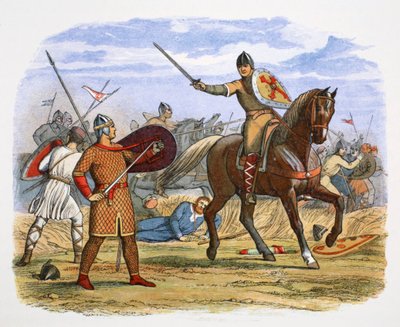 ノルマンディー公爵ロバート、ノルマンディーのティンシュブレイの戦いで捕らえられる（1106年 1864年 作： James William Edmund Doyle
