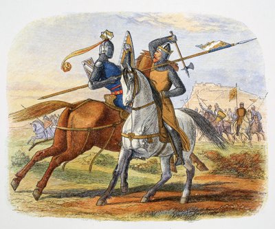 ロバート・ザ・ブルースがサー・ヘンリー・ボーハンを殺害、バノックバーンの戦い、スコットランド、1314年 1864年 作： James William Edmund Doyle