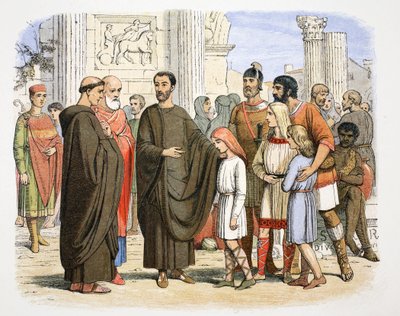 聖グレゴリー大帝とローマのイギリス人奴隷たち（590 1864年）。   作： James William Edmund Doyle