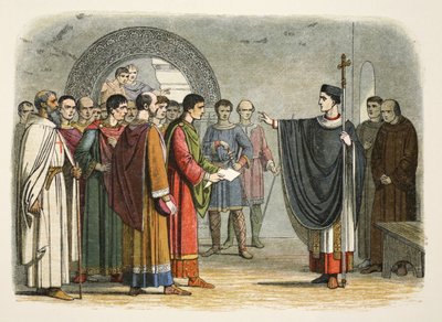 トーマス・ベケット、レスター伯爵に刑罰を下すことを禁じる 作： James William Edmund Doyle