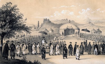 1847年イギリス大使を受け入れるための中国天皇のアプローチ 作： James William Giles