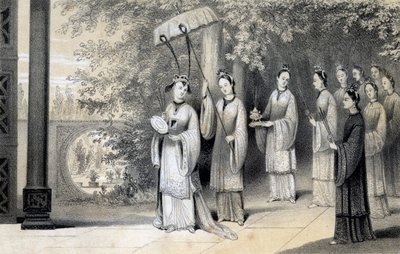 1847年、皇后両陛下と桑園からお寺に向かいました。 作： James William Giles