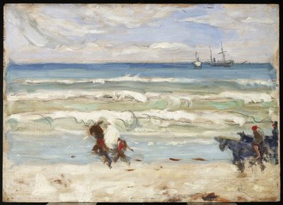 ビーチシーン、タンジール、1911年頃（パネルにオイルとグラファイト） 作： James Wilson Morrice