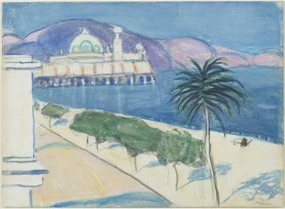 カジノ・バイ・ザ・シー、1921年頃（ボードに取り付けられた網目紙にグラファイトと水彩画） 作： James Wilson Morrice