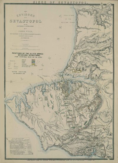 セヴァストポリ周辺の地図、1854 年 作： James Wyld