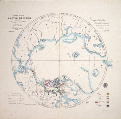 アドミラルティ調査による北極海海図、第3版、1854年頃（エングレーヴィング） 作： James the Younger Wyld