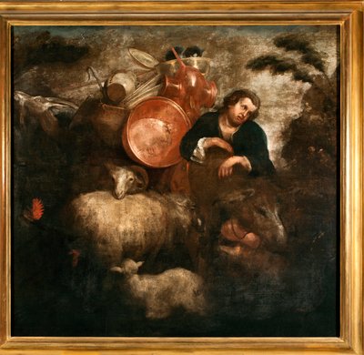 ヤギとロバを連れた羊飼い (ヤギとお尻を持った羊飼い) Jan Roos (1591-1638) による絵画 17 世紀 Genes, Musei di Strada Nuova 作： Jan Roos