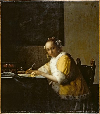 手紙を書く女性...（油彩・キャンバス） 作： Jan (1632-75) Vermeer
