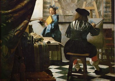 クリオとしての画家とモデル（油彩・キャンバス） 作： Jan (1632-75) Vermeer