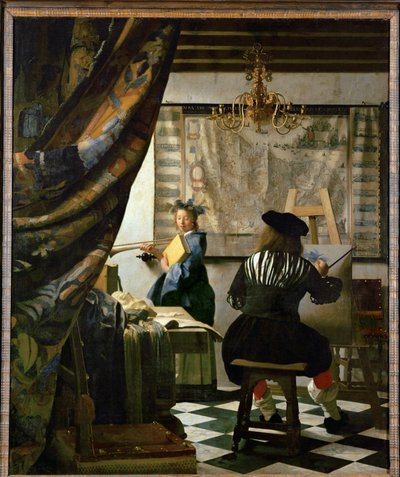 クリオとしての画家とモデル（油彩・キャンバス） 作： Jan (1632-75) Vermeer