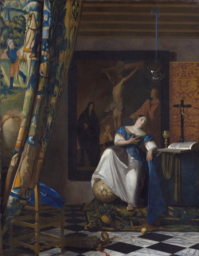 信仰のアレゴリー」 ヨハネス・フェルメール（デルフトのフェルメール）（1632-1675年）の絵画、油彩・キャンバス 作： Johannes Vermeer