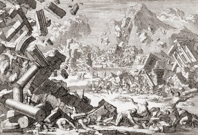 1667年にクロアチアのドゥブロヴニクで発生した地震。 作： Jan (after) Luyken
